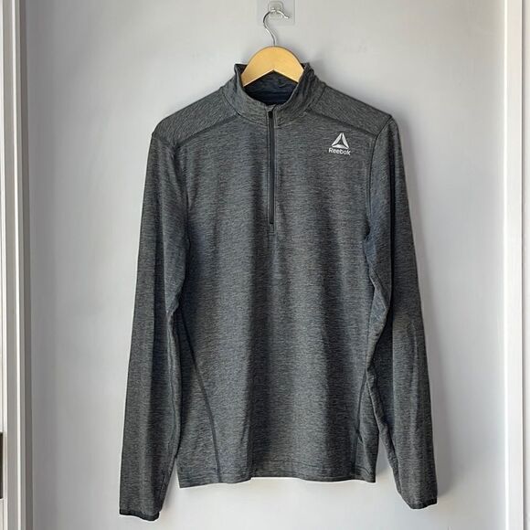 Reebok 1/4 Zip Gray Running Shirt - Picture 1 of 8